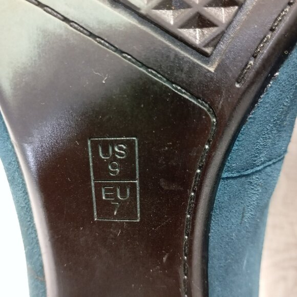 Aerosoles Heelrest Teal Suede Bow Slip-On Mules Size 9 Womens - Picture 3 of 9